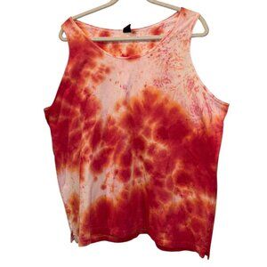 Lands' End orange pink tie dye sleeveless cotton tank top XL